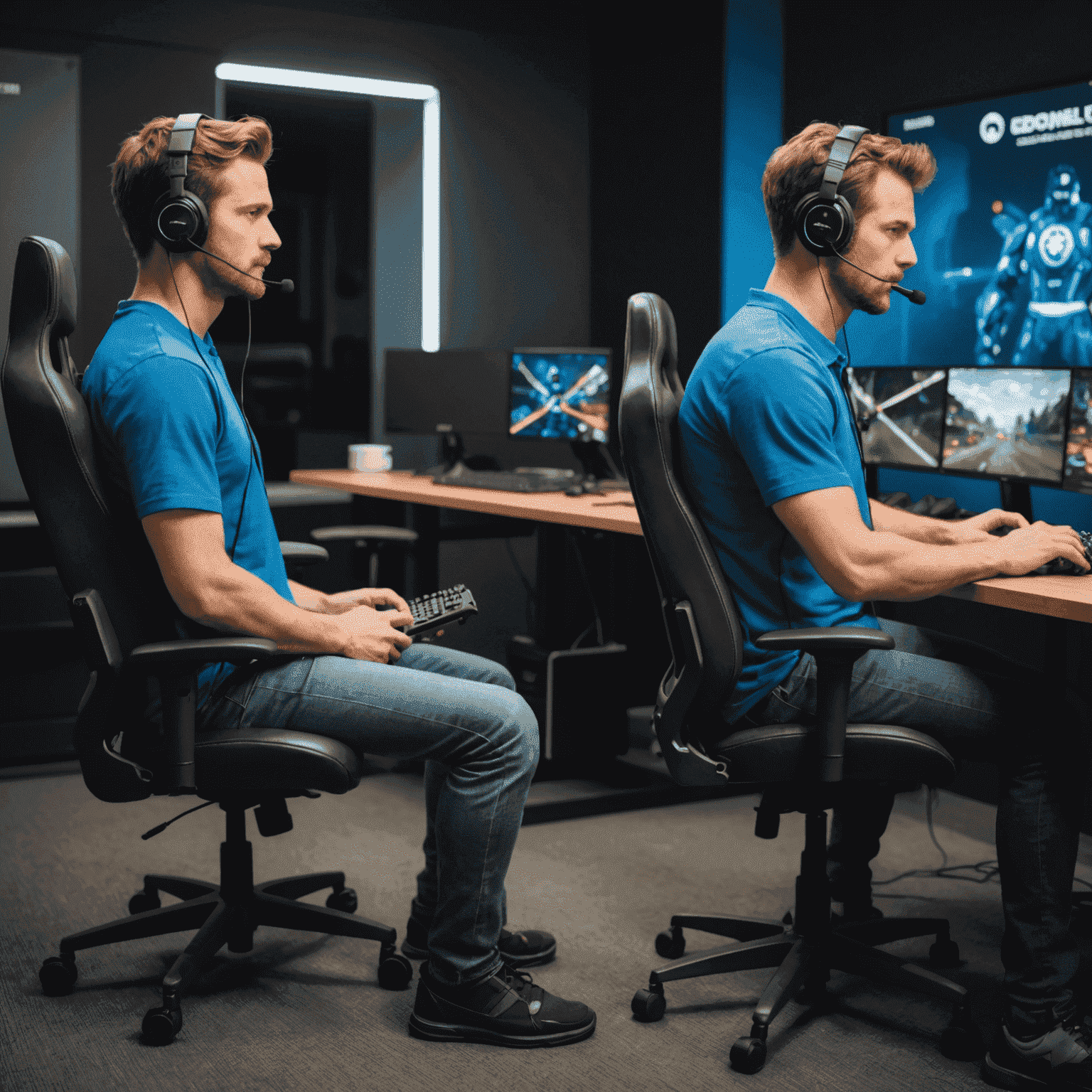 A side-by-side comparison of poor and proper gaming posture, highlighting ergonomic considerations for long-term comfort and health